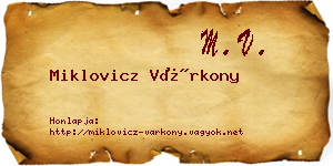 Miklovicz Várkony névjegykártya